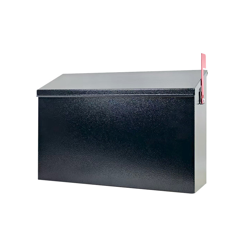 Simple Black Mailbox with Flag, Wall-Mounted Mailbox, Suitable for Use Outdoors in Villas