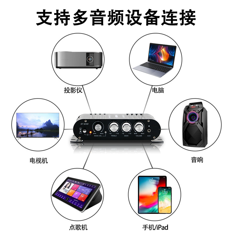 New 12V Car Power Amplifier Subwoofer Power Amplifier Home 2.1 Channel Power Amplifier Subwoofer Hot Selling Amazon