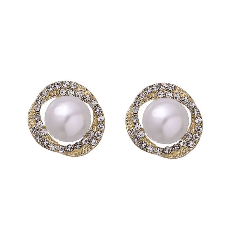 Floral Petal Necklace Ring Earrings Combination Surrounding Pearl Light Luxury Jewelry Live New Clavicle Chain