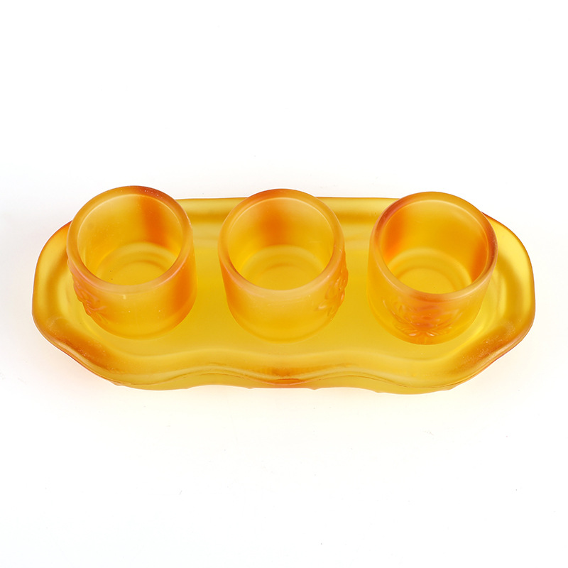 Glass Three-Offering Cup, Yellow Lotus Glass Offering Cup, Holy Water Cup in Front of Buddha, Buddha Water Cup, Guanyin Offering Cup, Offering Cup