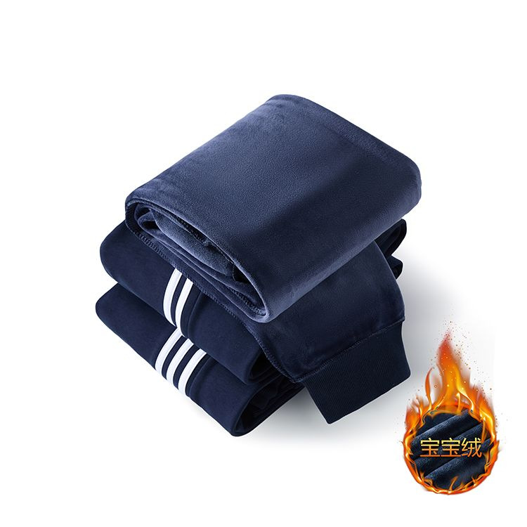 Коллекция Tug-Tie Толстые школьные брюки для учеников начальной школы осенью и зимой для мальчиков и девочек с завязками на ногах и бархатные школьные брюки