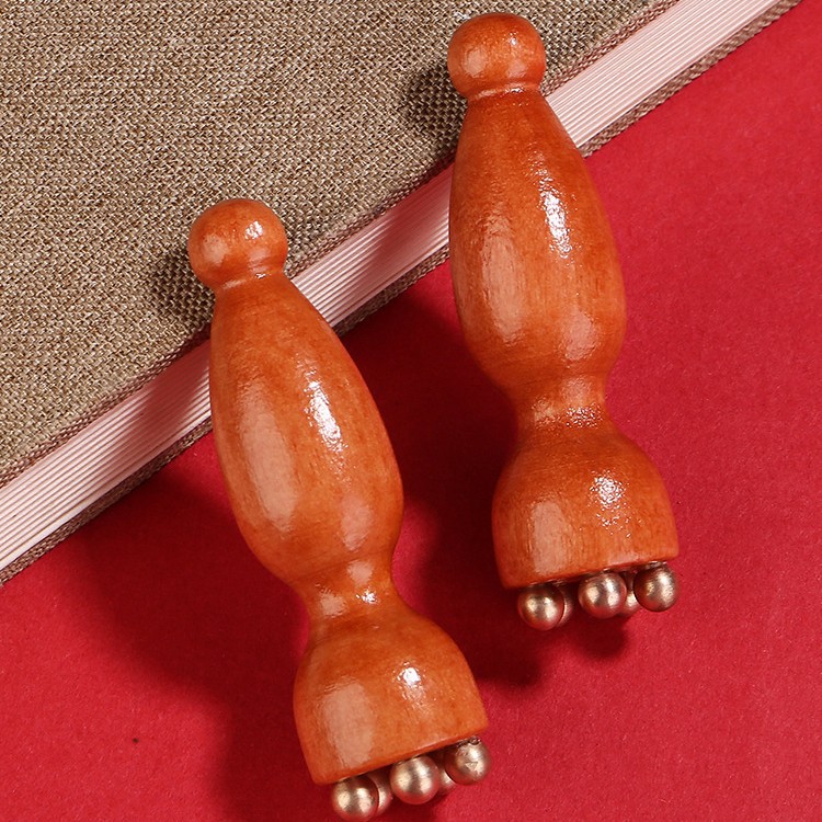 Facial Massager, Small Lotus Pod, Facial Beauty, Pure Brass, Eye Scraping Stick, Acupuncture Point Skin Care Tool, Rosewood