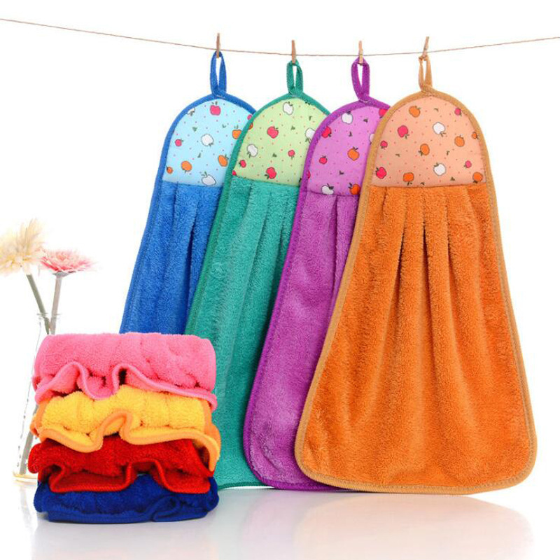 Kitchen Hanging Hand Towel, Super Absorbent Coral Fleece, Bathroom Oversized Thickened Hand Towel, Cleaning Cloth, Dishwashing Cloth