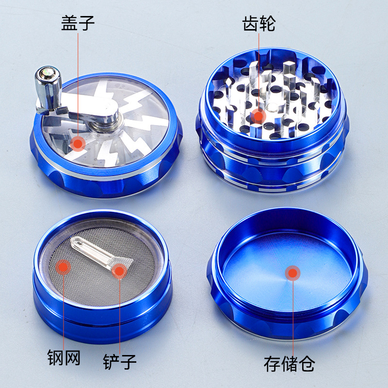 Hot-Selling Portable Multi-Specification Smoke Grinder with Rocker Cross-Border Dropshipping 40mm Zinc Alloy Smoke Grinder