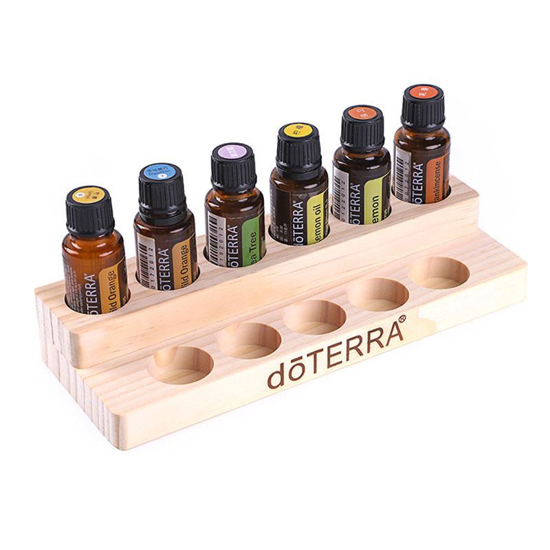 Wooden Double-Layer Essential Oil Display Rack Pine Wood 11 Grids 15ml Doterra Essential Oil Bottle Storage Rack Can Be Printed with Logo