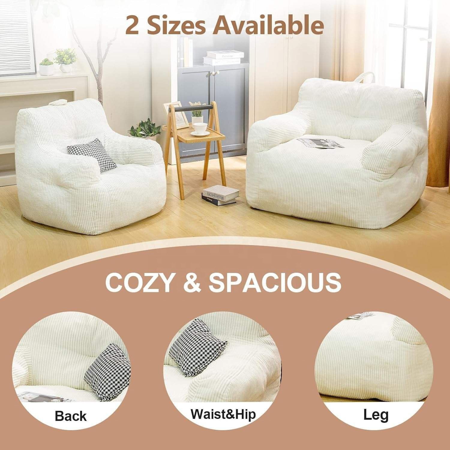 Amazon's Popular Cross-Border Corduroy Lazy Sofa Armchair Bedroom Living Room Single Comfortable Bean Bag Home