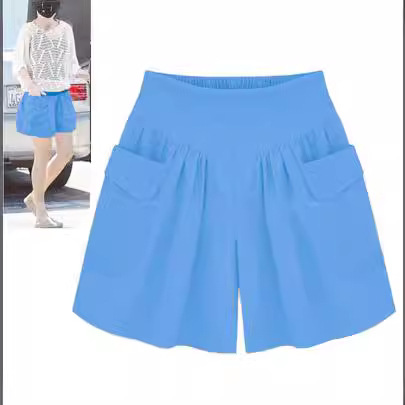 Shorts Women's Summer Black New High Waist Loose Slimming Large Size Women's Clothing All-match Fat Girl Chubby Girl Wide Leg Casual Pants