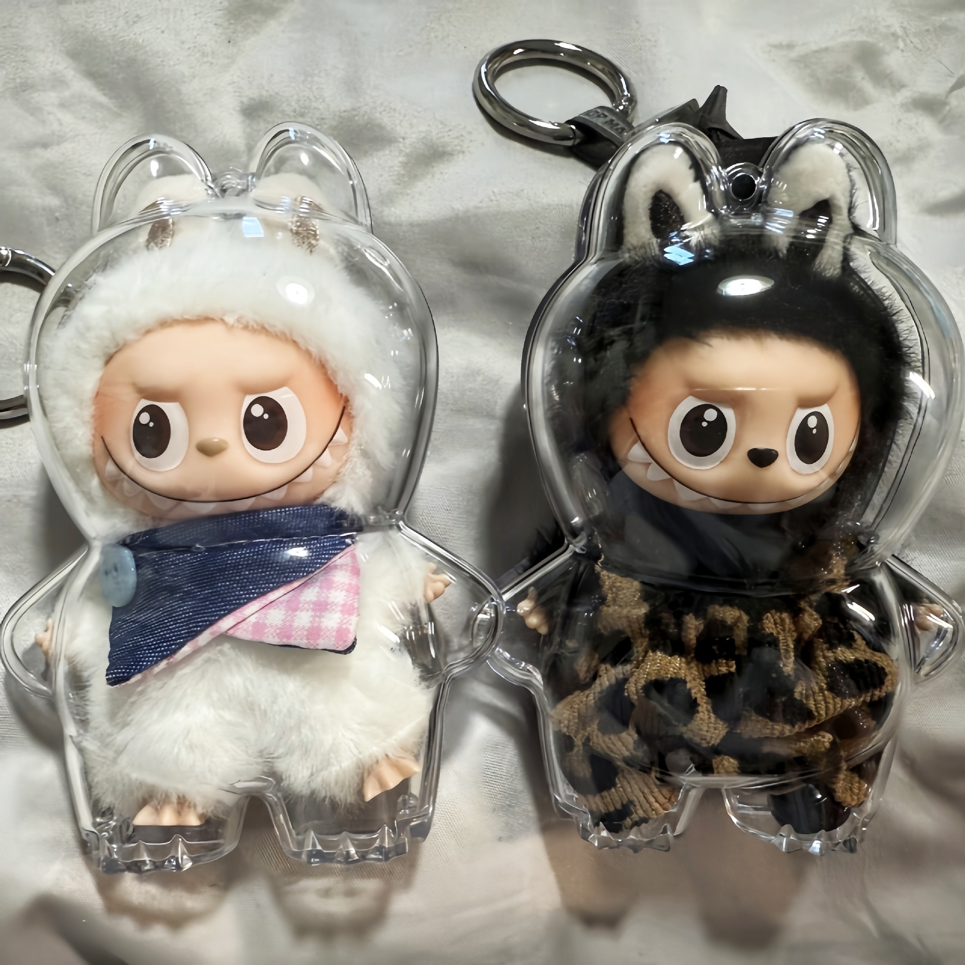 Labubu Heart Password 4.0 Mini Protective Case High Transparency Acrylic Dust Cover Storage Pendant Protective Shell