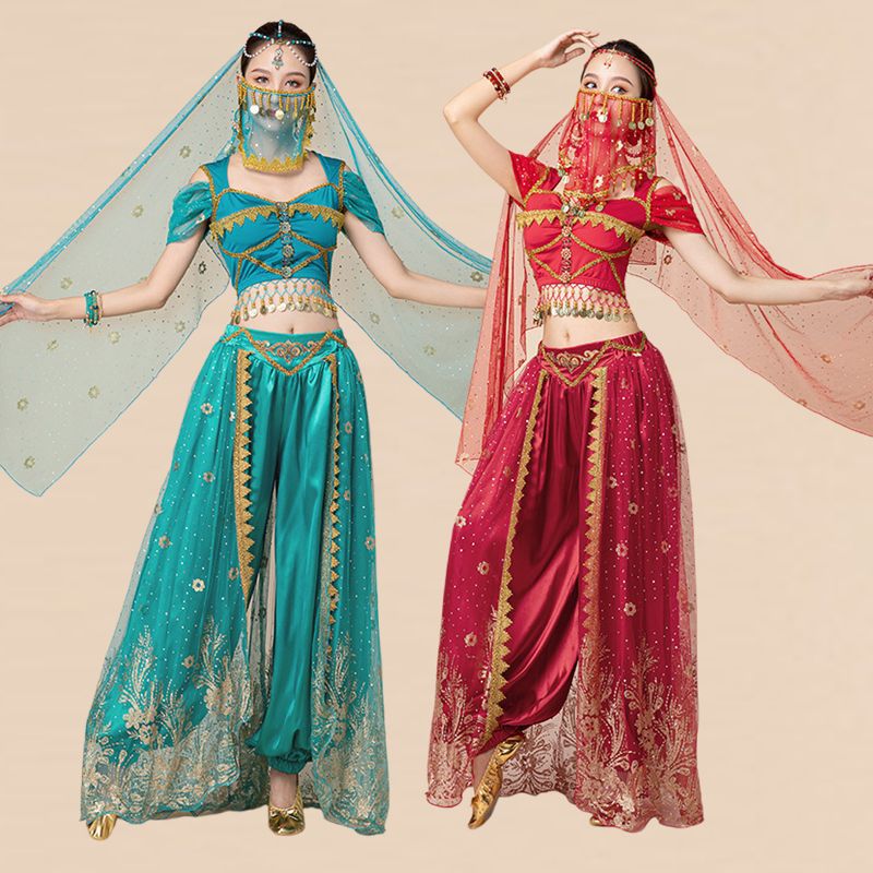 Хэллоуин костюм для стола принцессы Жасмин танец живота экзотический индийский костюм