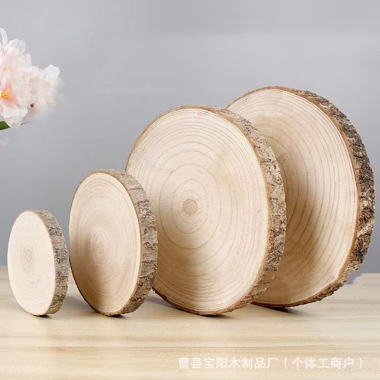 Paulownia Wood Chips Round Wood Chips DIY Hand Painting Materials Handmade Logs Wood Chips Kindergarten Decoration Annual Ring Wood