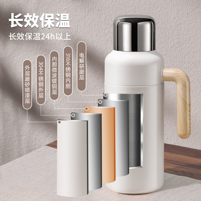 Large capacity stainless steel thermos cup high color stuffy teapot tea separation 316 cup office cup handle