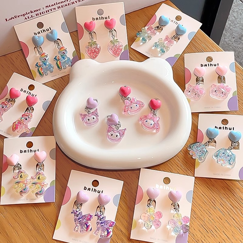 Новые клипсы для детей, милые серьги пони для девочек