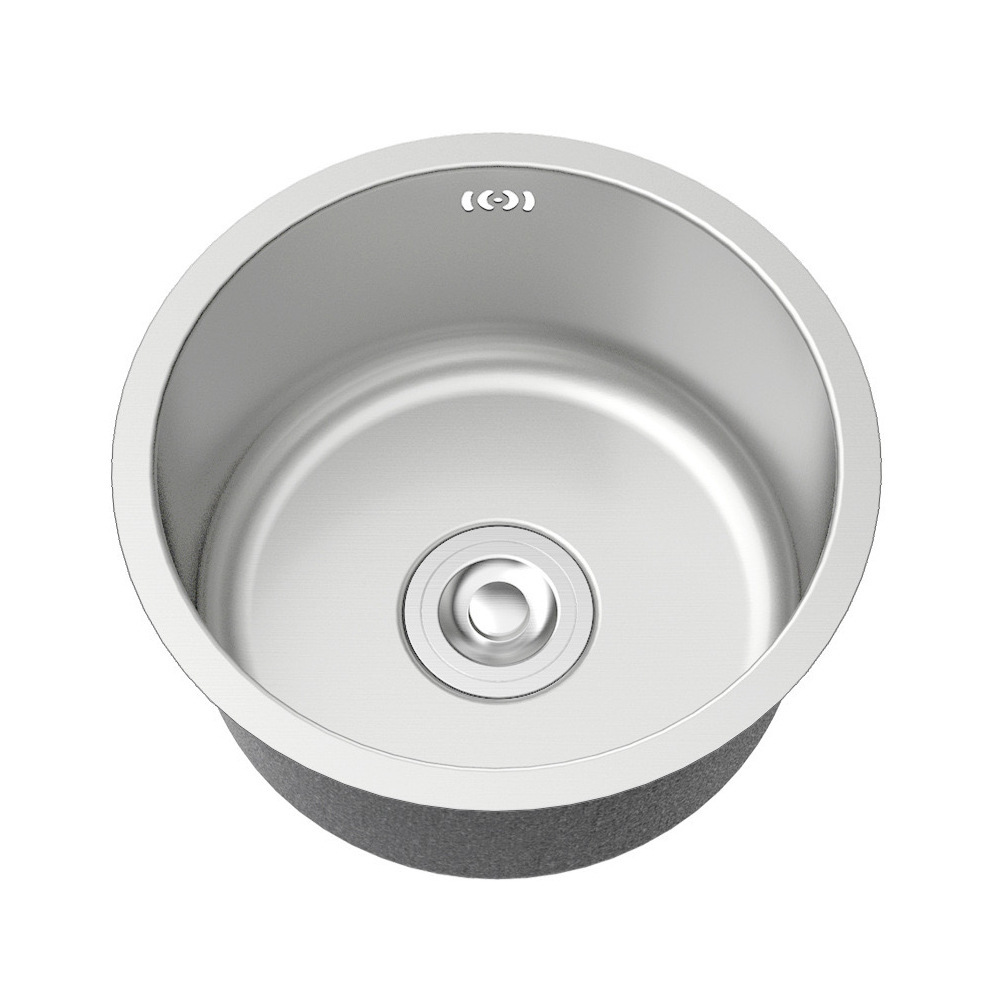 Stainless Steel Round Sink Kitchen Sink Single Sink Dishwashing Basin Round Island Bar Small Sink Nano Black Diamond