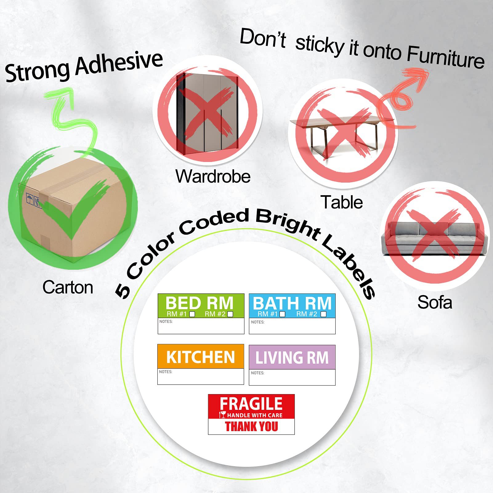 42X90Mm Large Family Mobile Labels Are Suitable for Apartments, 6 Different Colors Labels