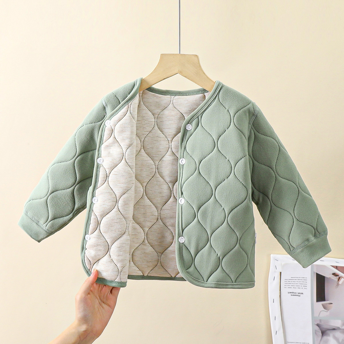 Children's Warm School Uniform Student Liner Autumn and Winter New Boys' Three-Layer Quilted Girls' Thickened Coat Cotton Clothes Children's Clothing