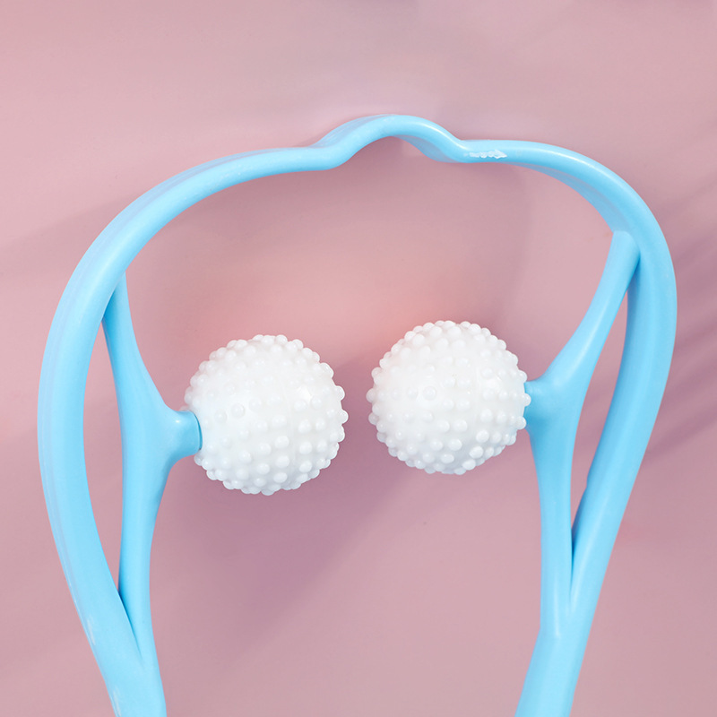 Neck Massager Manual Double Ball Press Fitness Handheld Mini Neck Clamp Cervical Spine Massager Cervical Spine Massager