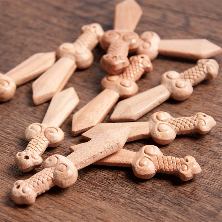 Подвеска из персикового дерева с узором меча резьба по дереву аксессуары деревянный узор меча DIY аксессуары меча с узором из персикового дерева