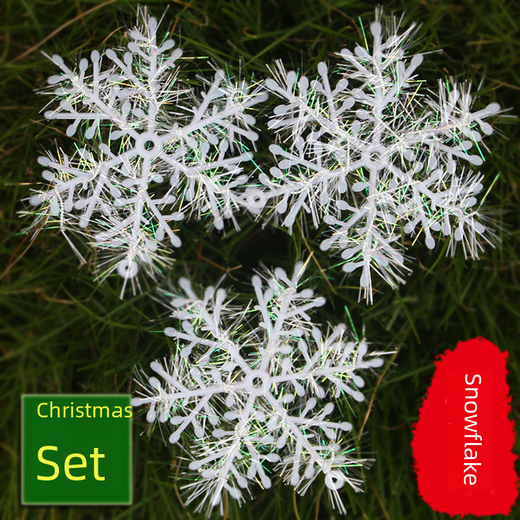 Christmas brushed plastic snowflake 11cm Christmas tree snowflake pendant Christmas snow decorations