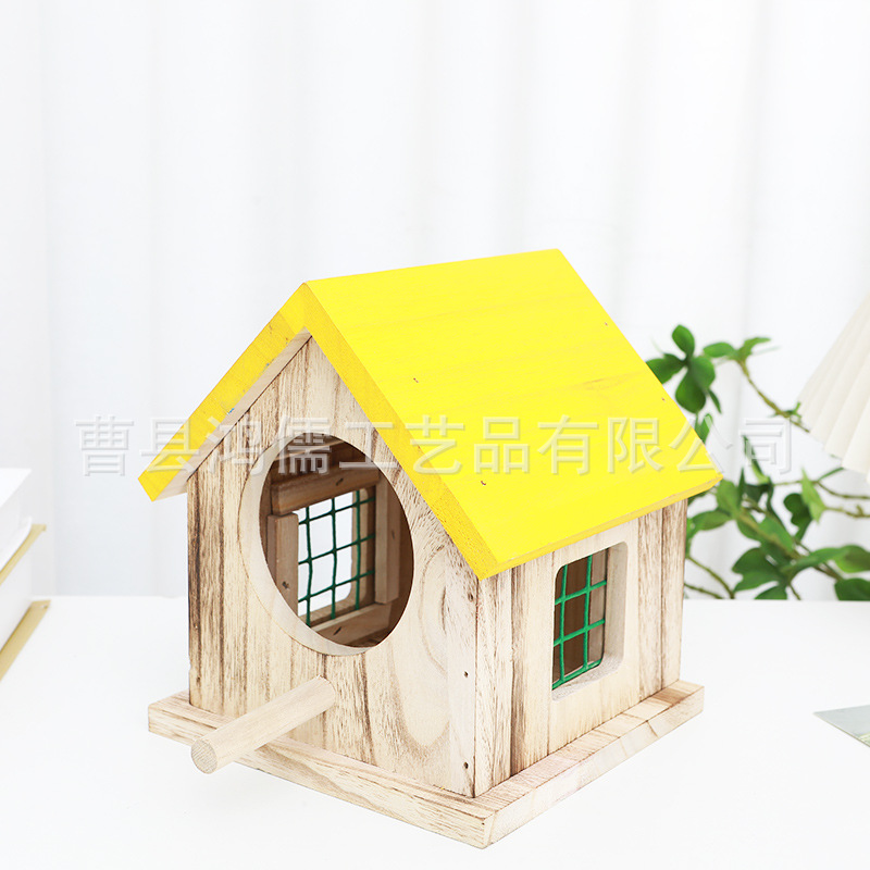 Green Campus Solid Wood Outdoor Rainproof Breeding Box Parrot Bird's Nest Warm Hatching Nest Beautiful Country Bird's Nest
