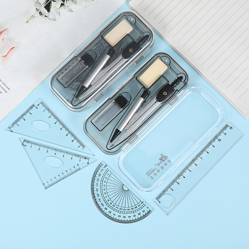 7-Piece Set Jy- 199999.8cm Compass Drawing Tool Compass Set School Supplies Boxed Metal Compass