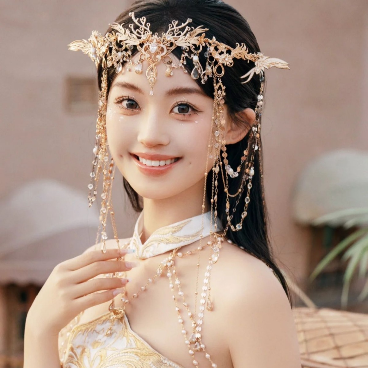 Кашгар путешествия головной убор инопланетный стиль антикварный стиль кисть цветок головной убор подвеска для бровей украшение для волос портрет танцовщицы западного региона