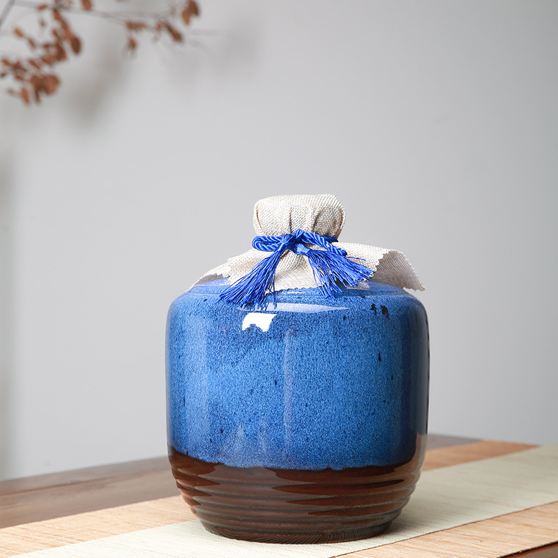 Factory wholesale in stock Yixing ceramic wine bottle five Jin sealed wine jar Yixing clay wine set