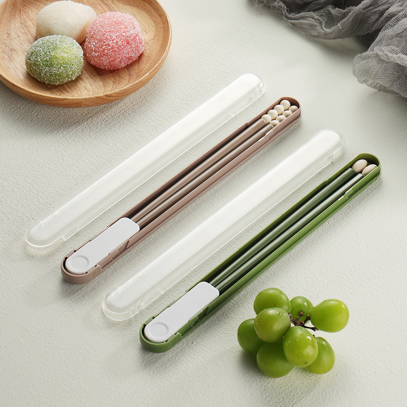 Chopsticks box mute ABS food grade portable stainless steel chopsticks storage box outdoor drop-resistant transparent single and double chopsticks box