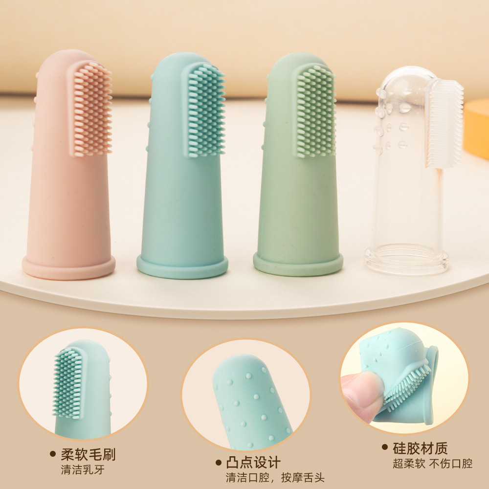 Factory Direct Sales Baby Finger Toothbrush Oral Tongue Coating Cleaning Milk Toothbrush Pet Toothbrush Silicone Toothbrush Box