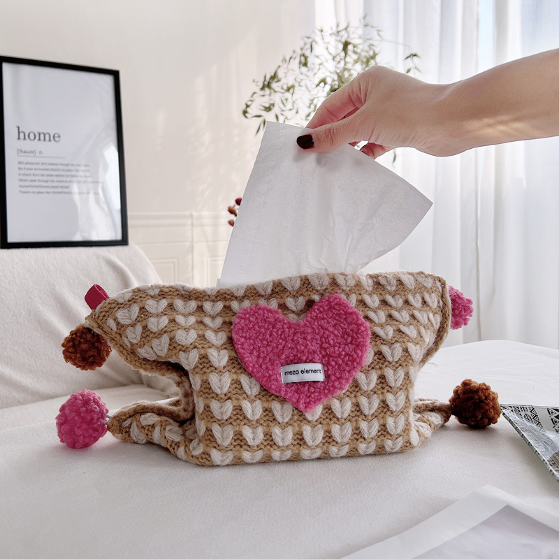 Meizuo Element Design Heart Knitted Tissue Bag Bedroom Living Room Tissue Paper Large Tissue Bag Tissue Box