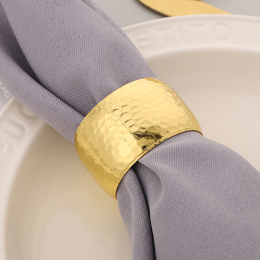 Cross-Border Creative Simple Metal Round Honeycomb Napkin Ring Hotel Table Decoration Napkin Buckle Cloth Ring