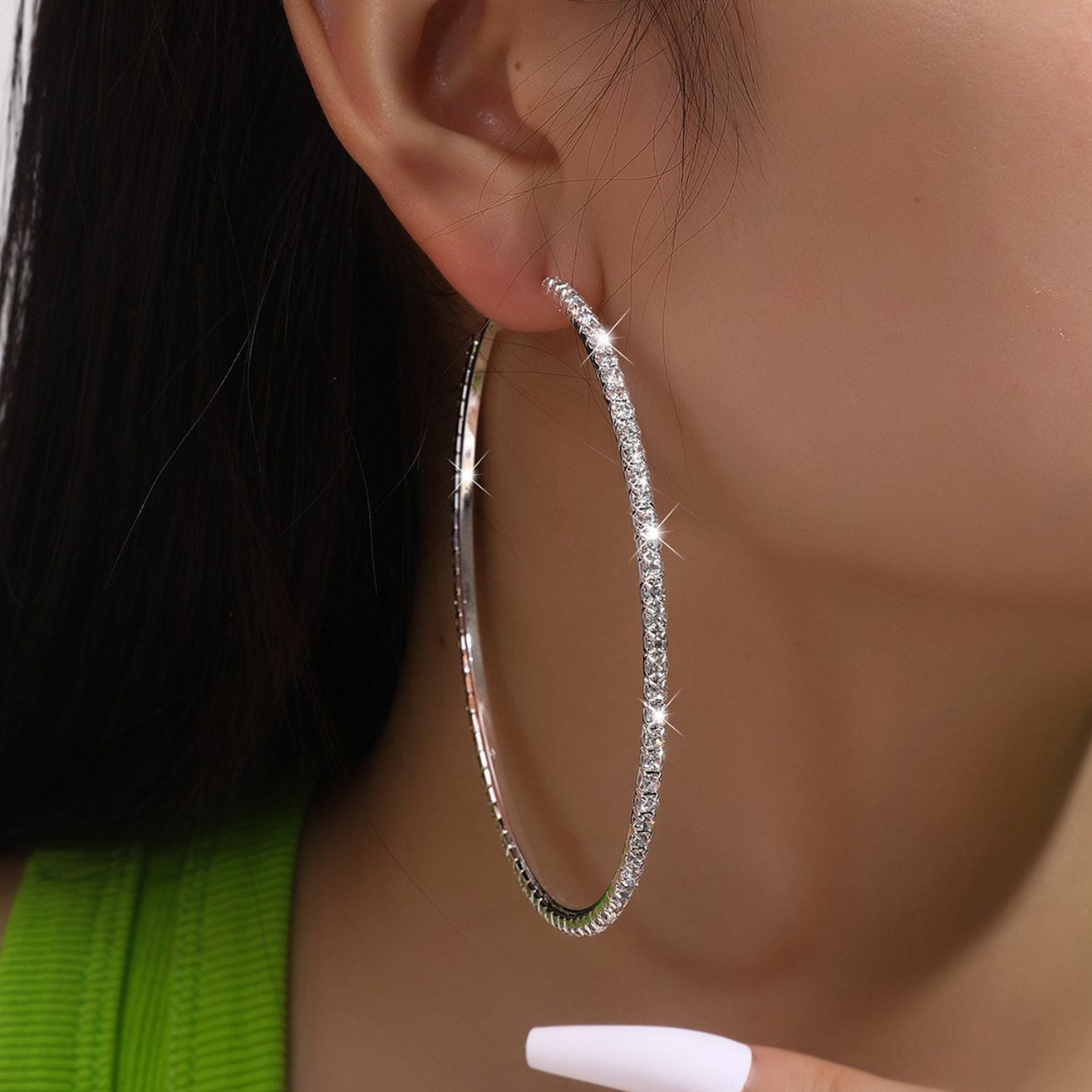 Большие блестящие серьги 8 см для женщин, модные и популярные, для музыкальных фестивалей, полные бриллиантов