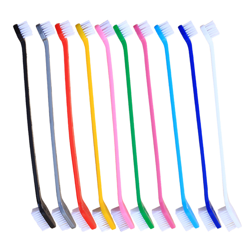 Pet Toothbrush Dog Toothbrush Cat Toothbrush Cat Long Handle Double Head Toothbrush Dog Oral Cleaning Care in stock Wholesale