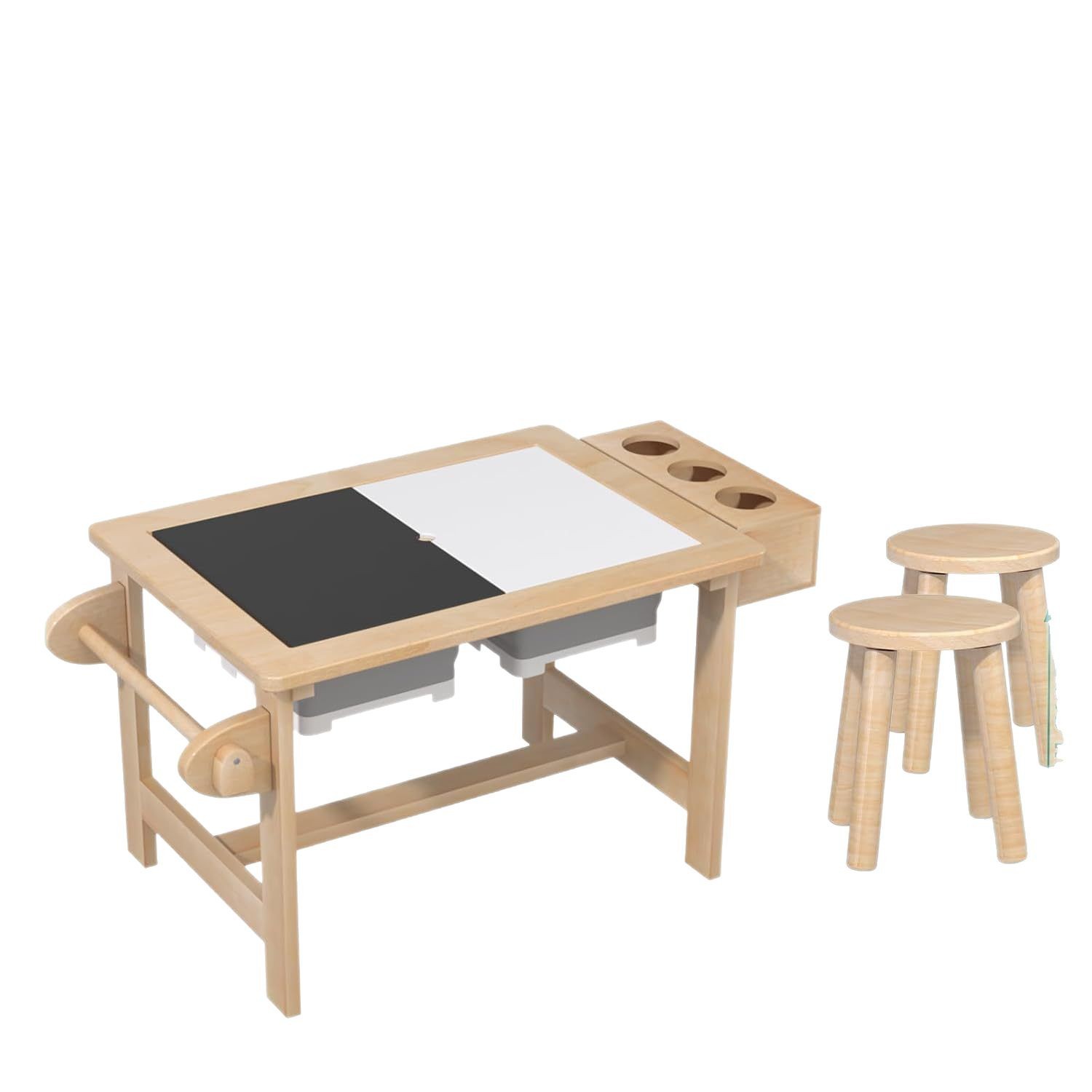 Wooden Toddler Sensory Table Baby Indoor and Outdoor Game Sand Table Educational Painting Table and Chair Multi-Purpose Baby Game Table