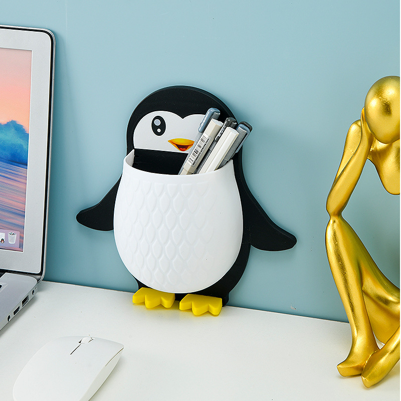 New Penguin Storage Rack Makeup Tools Filing Box Dormitory Toilet Toothbrush Bedside Mobile Phone Wall Hanging Storage Rack