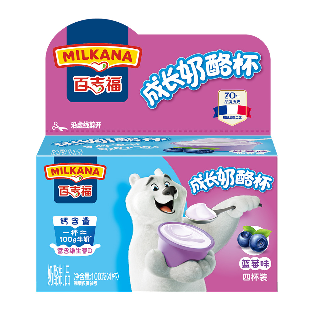 Baijifu Growth Cheese Cups 24 Cups Children's High-Calcium Instant Nutritional Healthy Snack with Spreadable Cheese