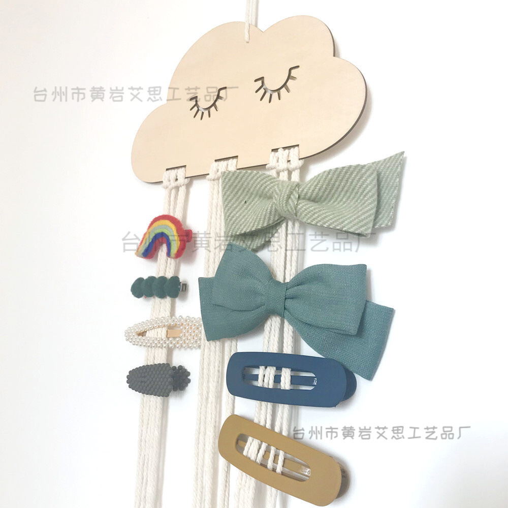 Cross-Border Ins Scandinavian Style Wood Chip Cloud Hairpin Storage with Princess Hairband Jewelry Organizing Pendant DIY Accessory Bag