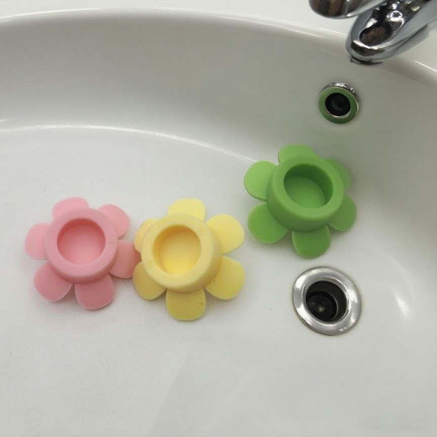 Cute Flower Overflow Stopper for Washbasin, Silicone Sealing Cover to Prevent Insects and Odor, Flower Washbasin Overflow Stopper