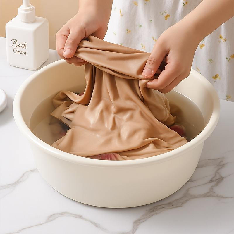 Student Dormitory Thickened Laundry Face Soaking Foot Basin Household Kitchen Large Vegetable Washing Basin Cream Style Plastic Basin