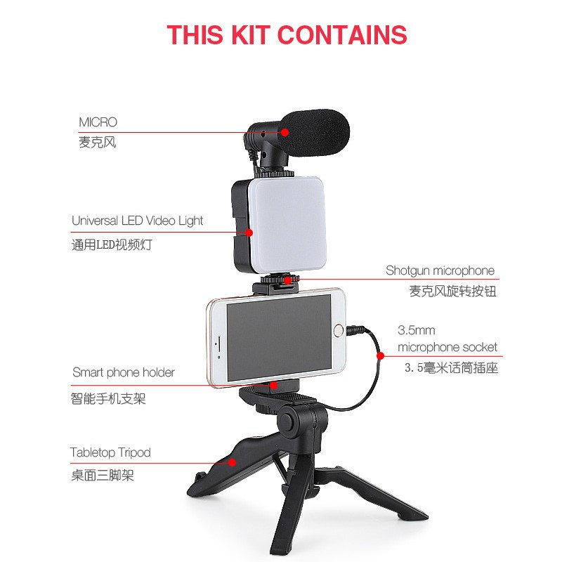 Cross-Border Popular Self-Broadcasting Desktop Stand Set Microphone Internet Celebrity Live Broadcast Fill Light Handheld Photography Light Desktop Without