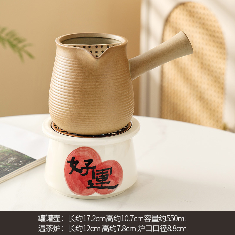 Coarse Pottery Boiling Teapot Japanese Style Handmade Vintage Warm Teapot Household Health Preservation Coil Coil Tea Boiling Indoor Home New Style
