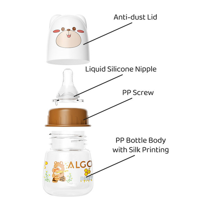 ALGO baby transparent bottle solid color animal series mini cute 60ml newborn baby bottle mother and baby supplies