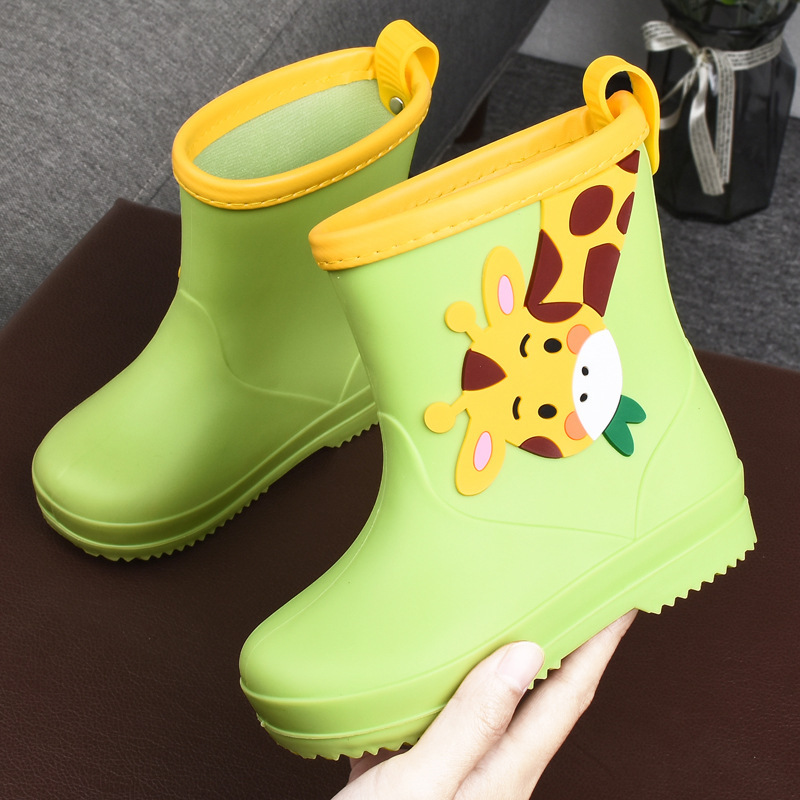 Children's rain boots cute cartoon boys and girls kindergarten baby waterproof shoes overshoes medium and big children non-slip rain boots rubber shoes