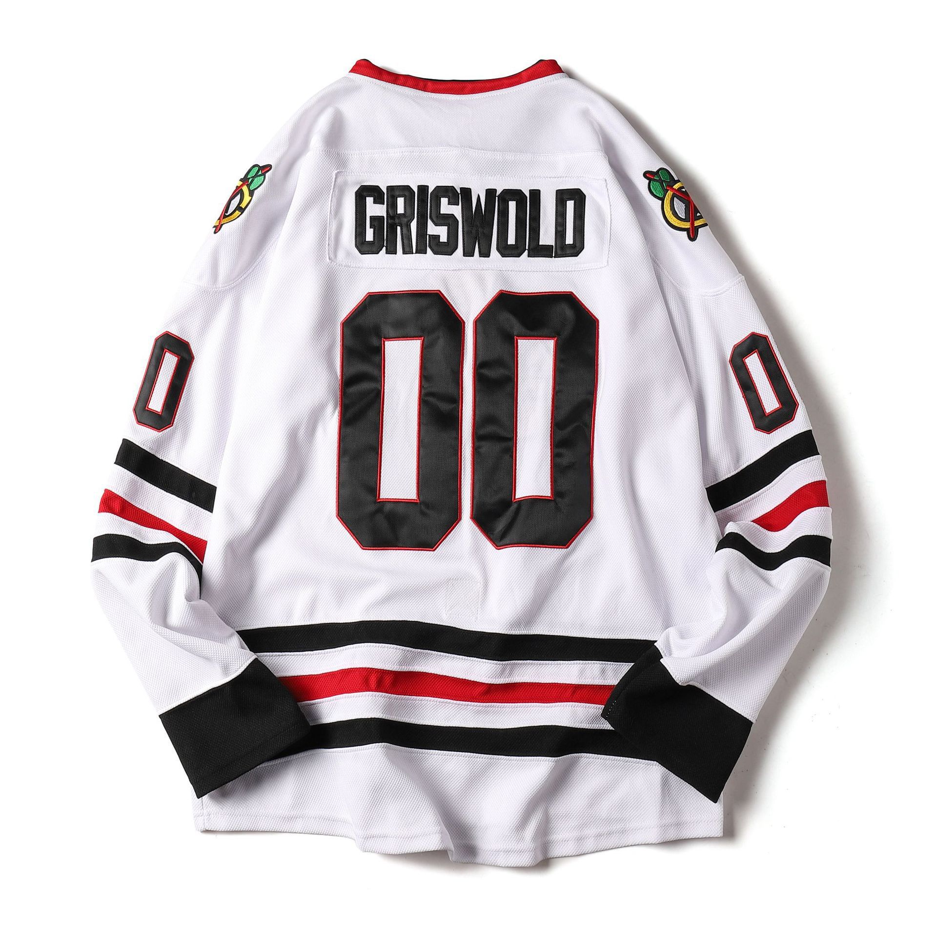 [Embroidered Us Size in Stock] Cross-Border Amazon Hockey Jersey No. 00 White Movie Retro Ice Hockey