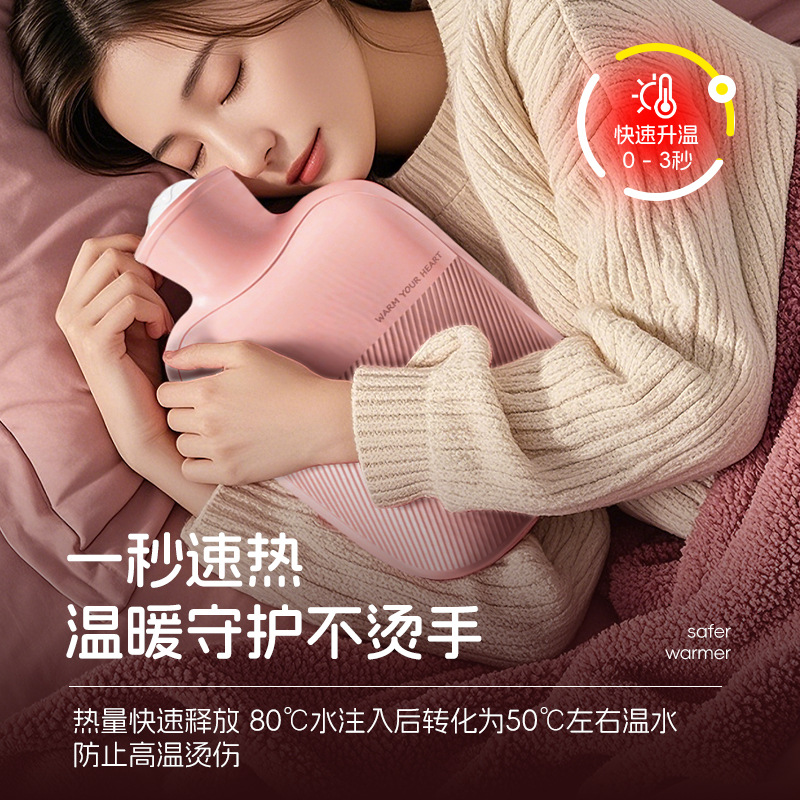 Hot Water Bottle Filled with Water for Hot Compress to Warm the Belly, Hot Water Bottle Filled with Water, Explosion-Proof Hand Warmer Filled with Water, Hot Water Bottle Filled with Water