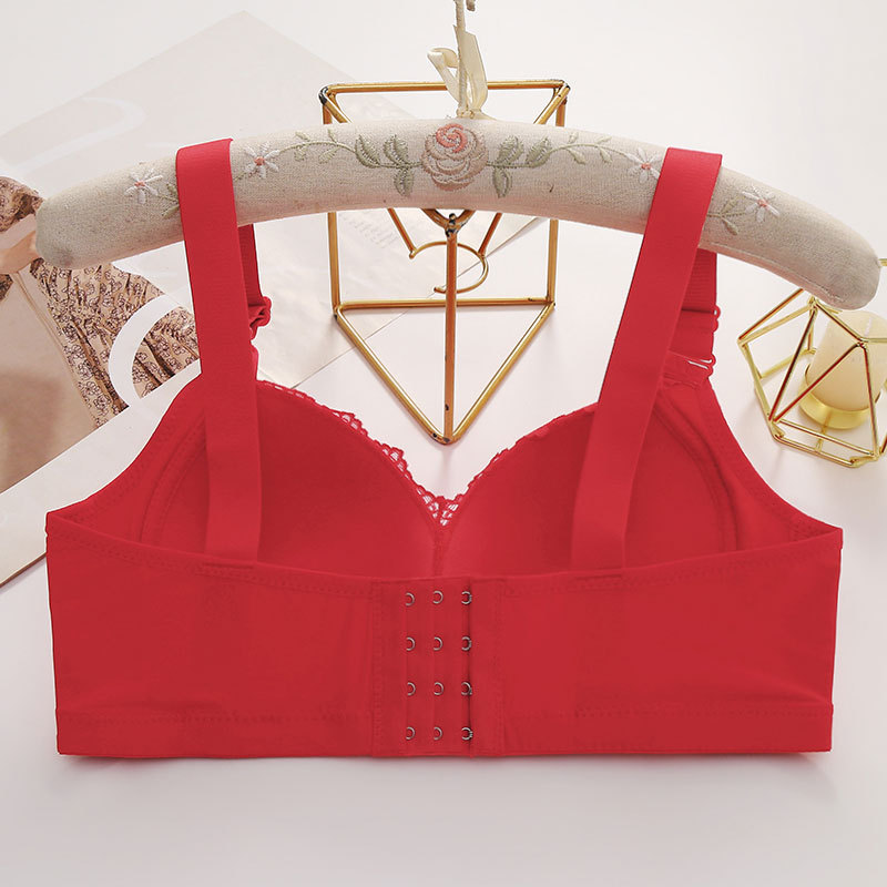 New plus size wireless adjustable sexy lace bra comfortable side gathering push up beauty back bra