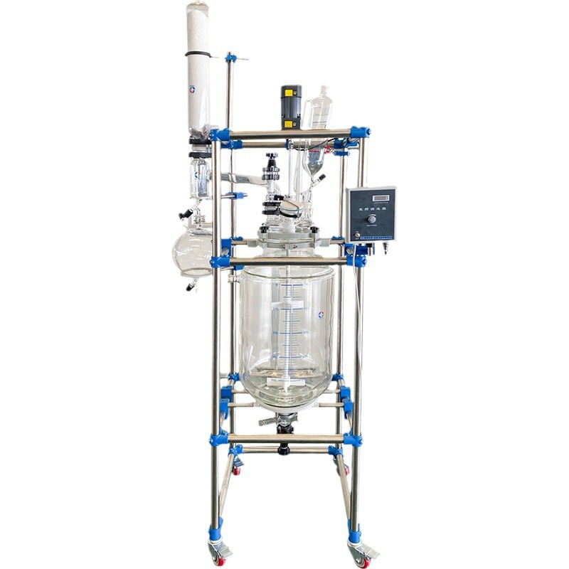 Explosion-Proof Double-Layer Glass Reactor Manufacturer's Variable Frequency Vacuum Stirring Glass Reactor for Laboratory Distillation and Extraction
