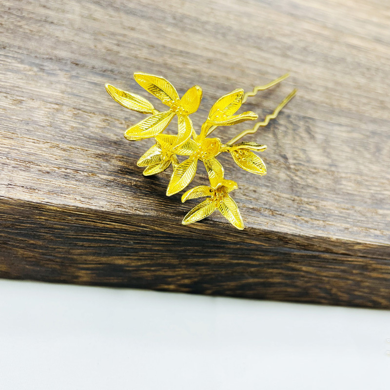 diy antique color-preserving alloy orchid Bauhinia hairpin bridal Hanfu headdress material accessories