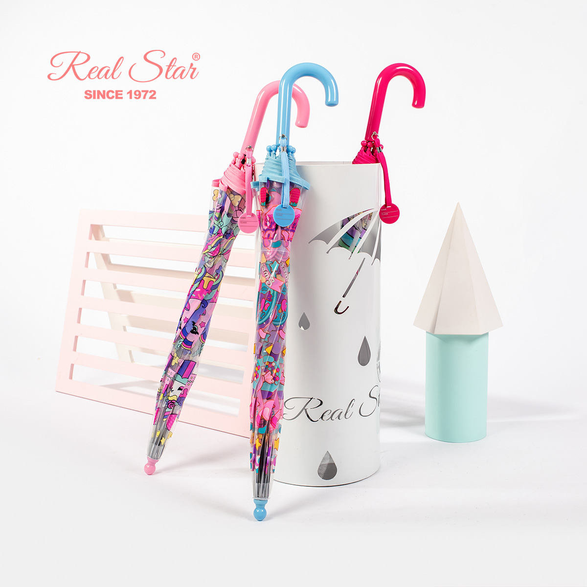 25 new kids colorful princess umbrella with edging cute transparent plastic printing unicorn umbrella in stock wholesale