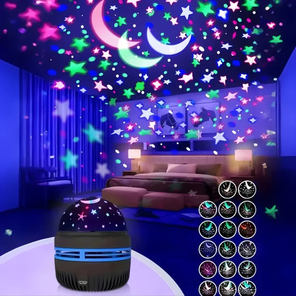 Rotating crystal magic ball stage lamp remote control starry sky projection lamp moon colorful atmosphere lamp aurora nightlight