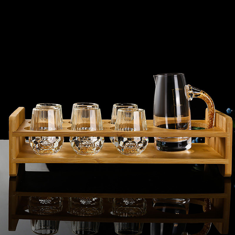 24K gold foil white wine cup high-grade crystal small mouth cup strong wine cup wine dispenser wine cup a complete set of household gifts